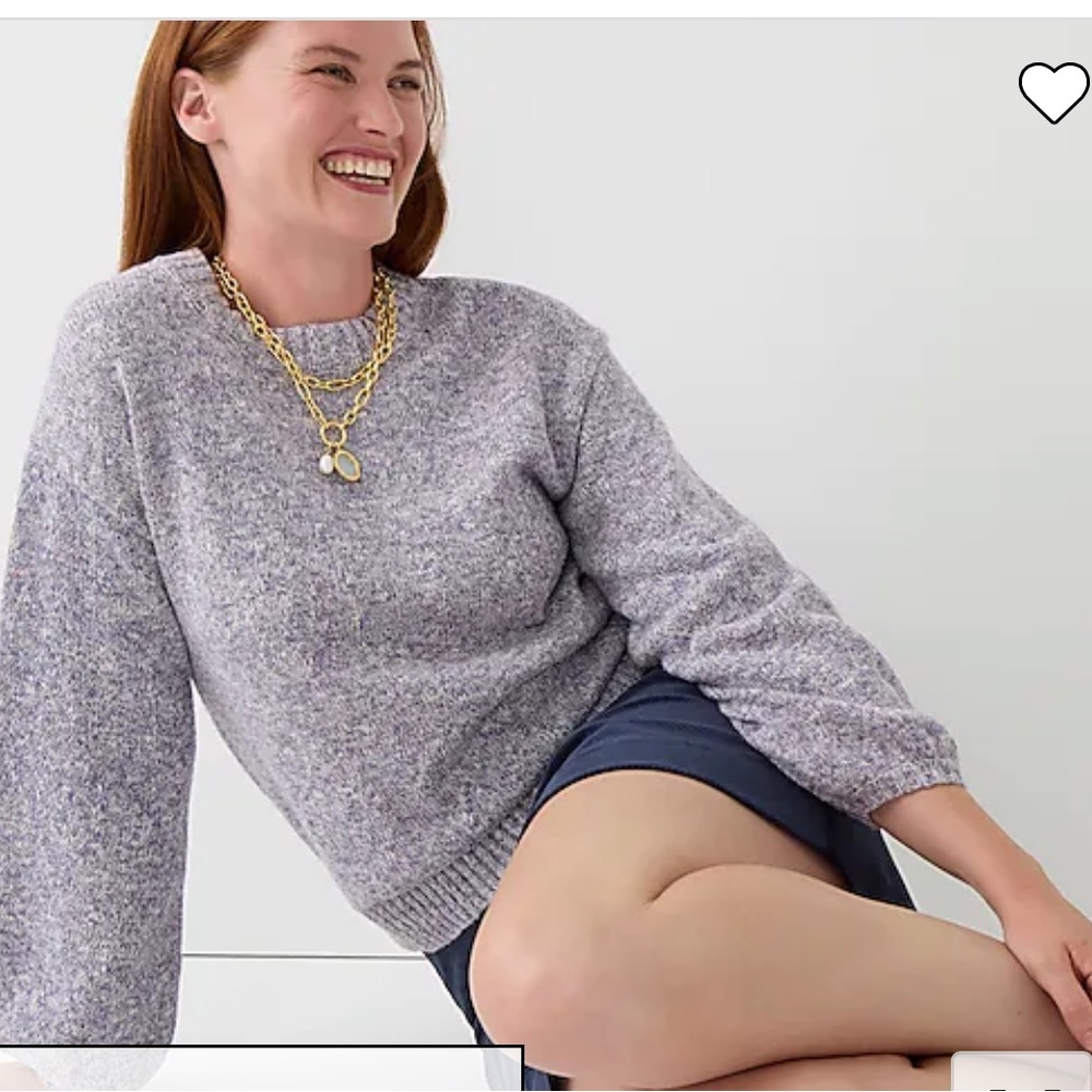 NWT J.Crew Marled Balloon Sleeve Knit Thick Crewneck Sweater XL
